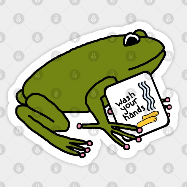 Cute Frog Says Wash Your Hands Sticker by ellenhenryart